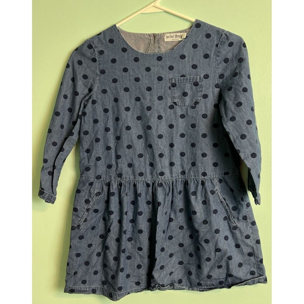 Mini Boden Denim Polka-Dotted Dress  11-12Y